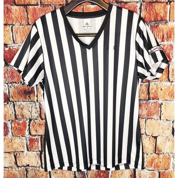 Foot Locker Employee Uniform Women’s Medium Shirt Black White Striped Shoes - Picture 1 of 4